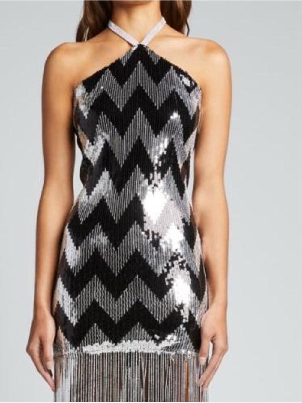 Bronx and Banco Gatsby Dress Chevron Pattern Sequins Size XS
